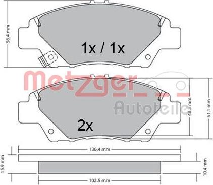 Metzger 1170367 - Тормозные колодки, дисковые, комплект autosila-amz.com