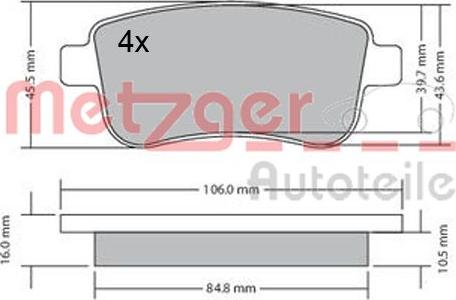 Metzger 1170300 - Тормозные колодки, дисковые, комплект autosila-amz.com