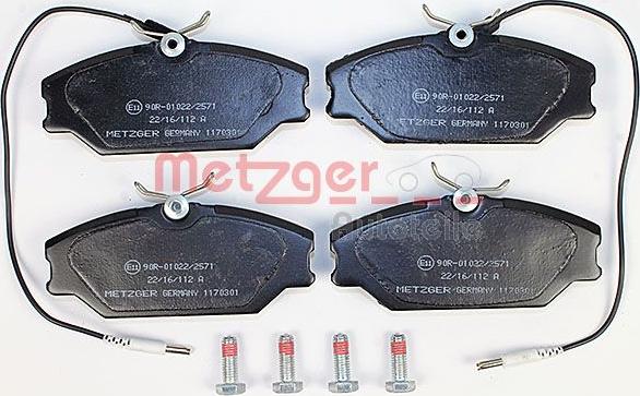 Metzger 1170301 - Тормозные колодки, дисковые, комплект autosila-amz.com