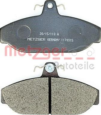 Metzger 1170315 - Тормозные колодки, дисковые, комплект autosila-amz.com