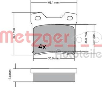 Metzger 1170310 - Тормозные колодки, дисковые, комплект autosila-amz.com