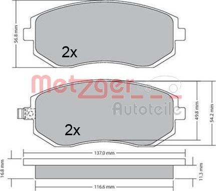 Metzger 1170312 - Тормозные колодки, дисковые, комплект autosila-amz.com