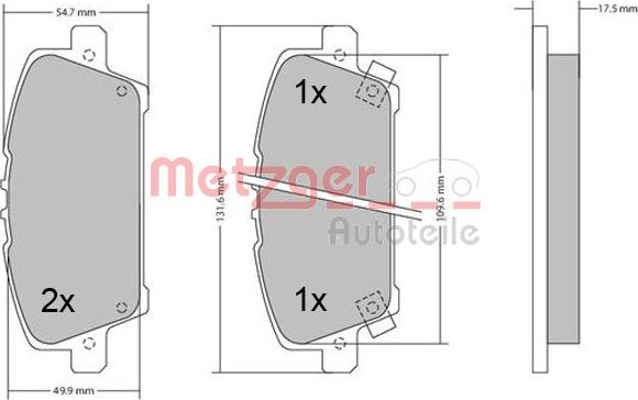 Metzger 1170384 - Тормозные колодки, дисковые, комплект autosila-amz.com