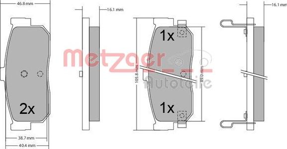 Metzger 1170387 - Тормозные колодки, дисковые, комплект autosila-amz.com