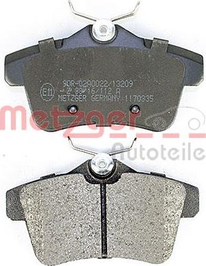 Metzger 1170335 - Тормозные колодки, дисковые, комплект autosila-amz.com