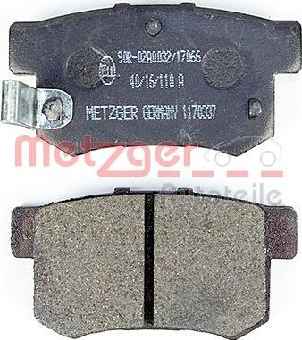 Metzger 1170337 - Колодки с накладками в сборе для дисковых тормозов autosila-amz.com