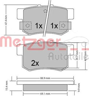 Metzger 1170337 - Колодки с накладками в сборе для дисковых тормозов autosila-amz.com