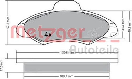 Metzger 1170329 - Тормозные колодки, дисковые, комплект autosila-amz.com