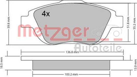 Metzger 1170326 - Тормозные колодки, дисковые, комплект autosila-amz.com