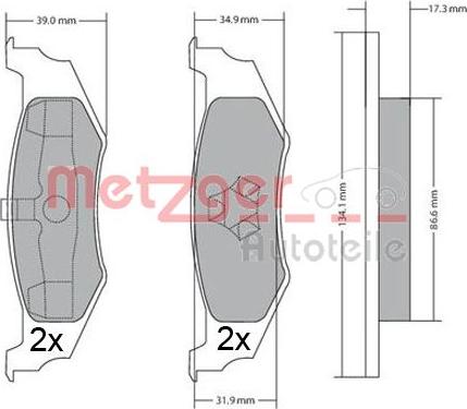 Metzger 1170320 - Тормозные колодки, дисковые, комплект autosila-amz.com