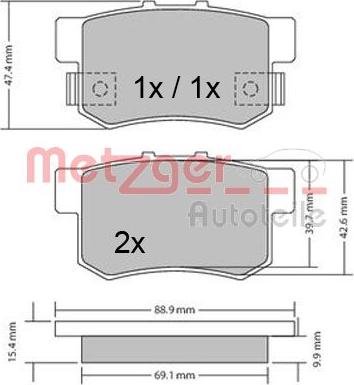 Metzger 1170328 - Тормозные колодки, дисковые, комплект autosila-amz.com