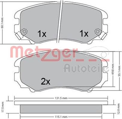 Metzger 1170379 - Тормозные колодки, дисковые, комплект autosila-amz.com