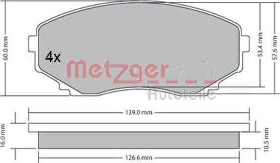Metzger 1170375 - Тормозные колодки, дисковые, комплект autosila-amz.com