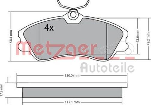 Metzger 1170377 - Тормозные колодки, дисковые, комплект autosila-amz.com