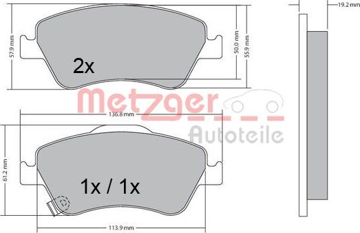 Metzger 1170299 - Тормозные колодки, дисковые, комплект autosila-amz.com