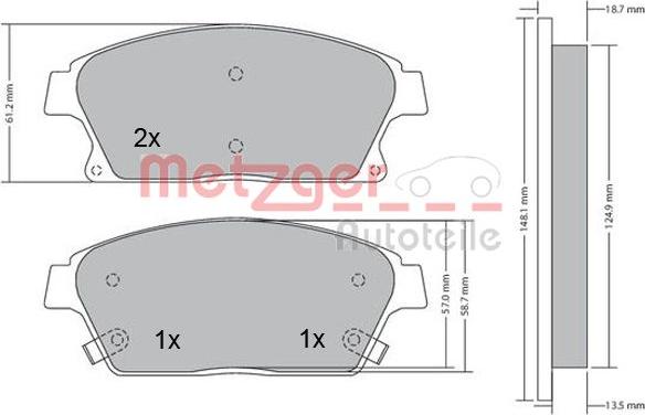 Metzger 1170292 - Тормозные колодки, дисковые, комплект autosila-amz.com