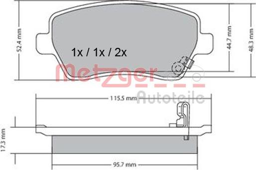 Metzger 1170243 - Тормозные колодки, дисковые, комплект autosila-amz.com