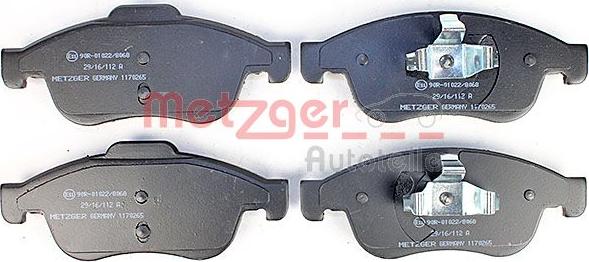 Metzger 1170265 - Тормозные колодки, дисковые, комплект autosila-amz.com