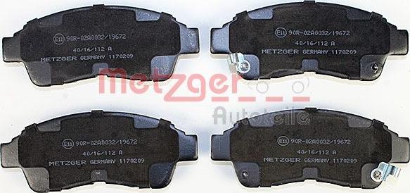 Metzger 1170209 - Комплект тормозных колодок, дисковый тормоз ! \TOYOTA CALDINA 1.8 97>02, CALDINA 2.0 92>97, CALD autosila-amz.com
