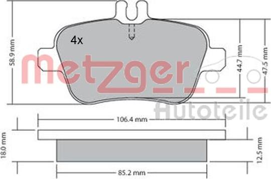 Metzger 1170204 - Тормозные колодки, дисковые, комплект autosila-amz.com
