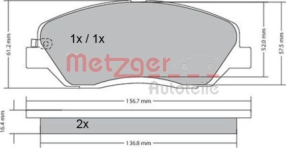 Metzger 1170205 - Тормозные колодки, дисковые, комплект autosila-amz.com