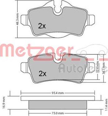 Metzger 1170201 - Тормозные колодки, дисковые, комплект autosila-amz.com