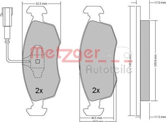 Metzger 1170202 - Тормозные колодки, дисковые, комплект autosila-amz.com