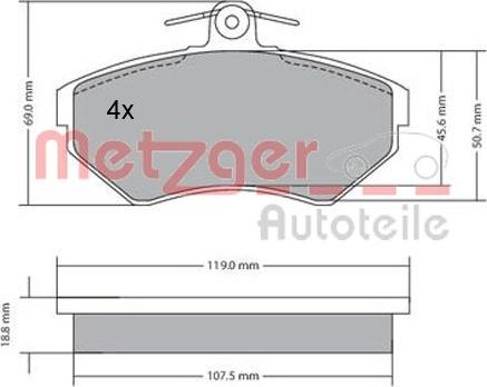 Metzger 1170214 - Тормозные колодки, дисковые, комплект autosila-amz.com