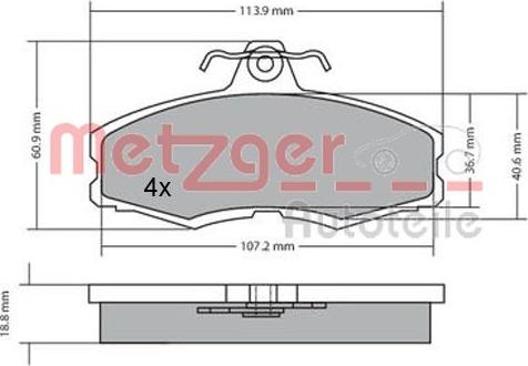 Metzger 1170286 - Тормозные колодки, дисковые, комплект autosila-amz.com