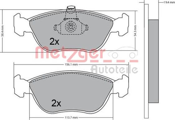 Metzger 1170282 - Тормозные колодки, дисковые, комплект autosila-amz.com