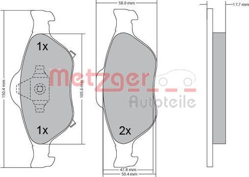 Metzger 1170287 - Тормозные колодки, дисковые, комплект autosila-amz.com