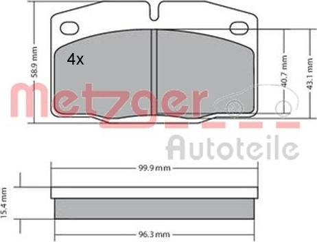 Metzger 1170234 - Тормозные колодки, дисковые, комплект autosila-amz.com