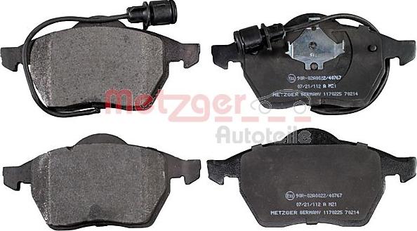 Metzger 1170225 - Тормозные колодки, дисковые, комплект autosila-amz.com