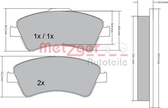 Metzger 1170220 - Тормозные колодки, дисковые, комплект autosila-amz.com