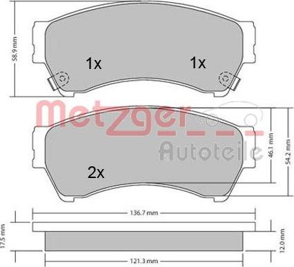 Metzger 1170270 - Тормозные колодки, дисковые, комплект autosila-amz.com