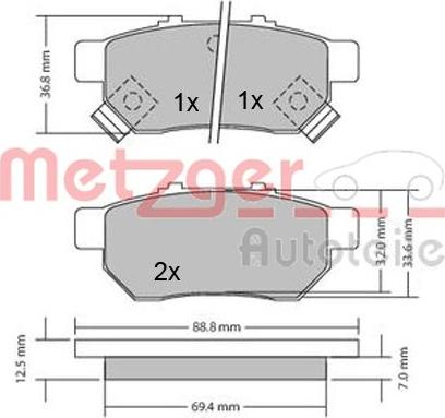 Metzger 1170272 - Тормозные колодки, дисковые, комплект autosila-amz.com