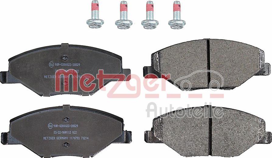 Metzger 1170793 - Тормозные колодки, дисковые, комплект autosila-amz.com