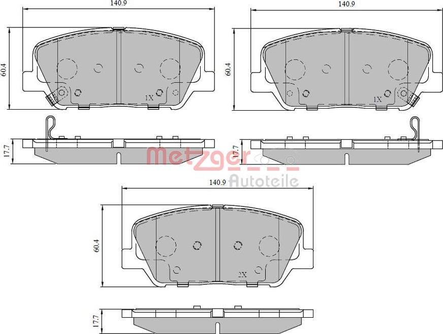 Metzger 1170780 - Тормозные колодки, дисковые, комплект autosila-amz.com