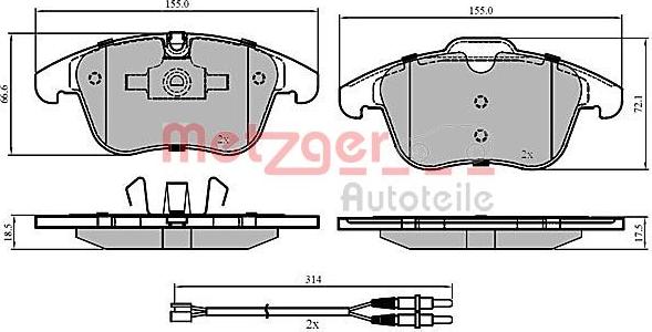 Metzger 1170773 - Тормозные колодки, дисковые, комплект autosila-amz.com