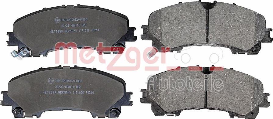 Metzger 1171006 - Тормозные колодки, дисковые, комплект autosila-amz.com