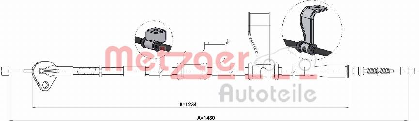 Metzger 1.HY003 - Тросик, cтояночный тормоз autosila-amz.com