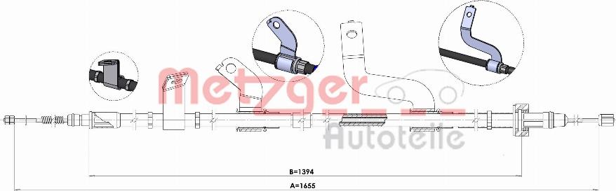 Metzger 1.KI015 - Тросик, cтояночный тормоз autosila-amz.com