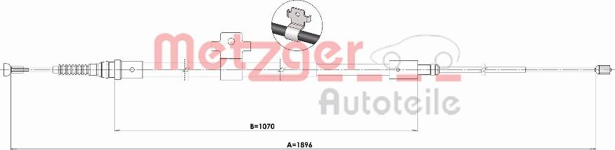 Metzger 1.PE001 - Тросик, cтояночный тормоз autosila-amz.com
