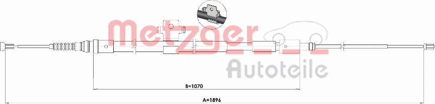 Metzger 1.PE002 - Тросик, cтояночный тормоз autosila-amz.com