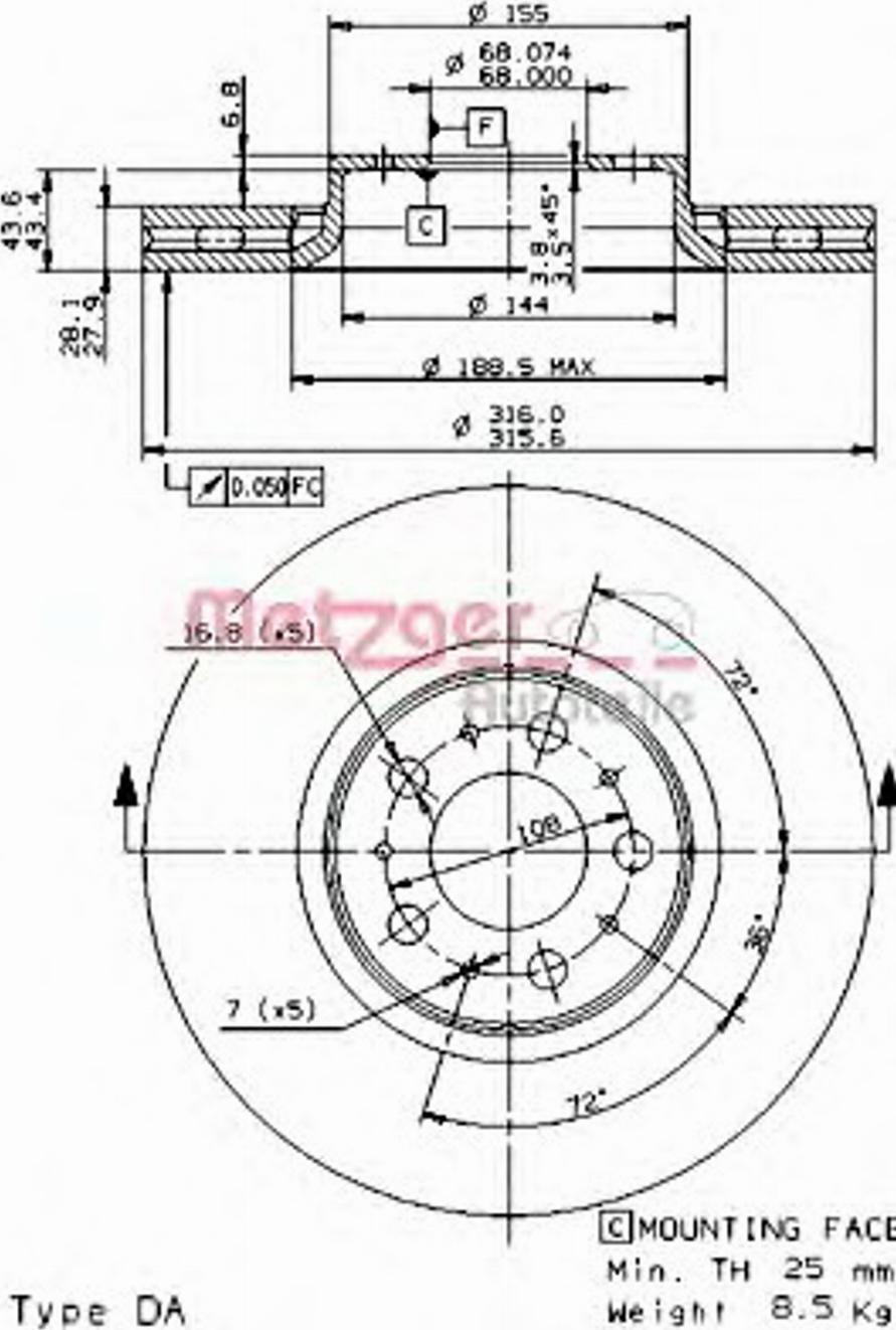 Metzger 24965 - Тормозной диск autosila-amz.com