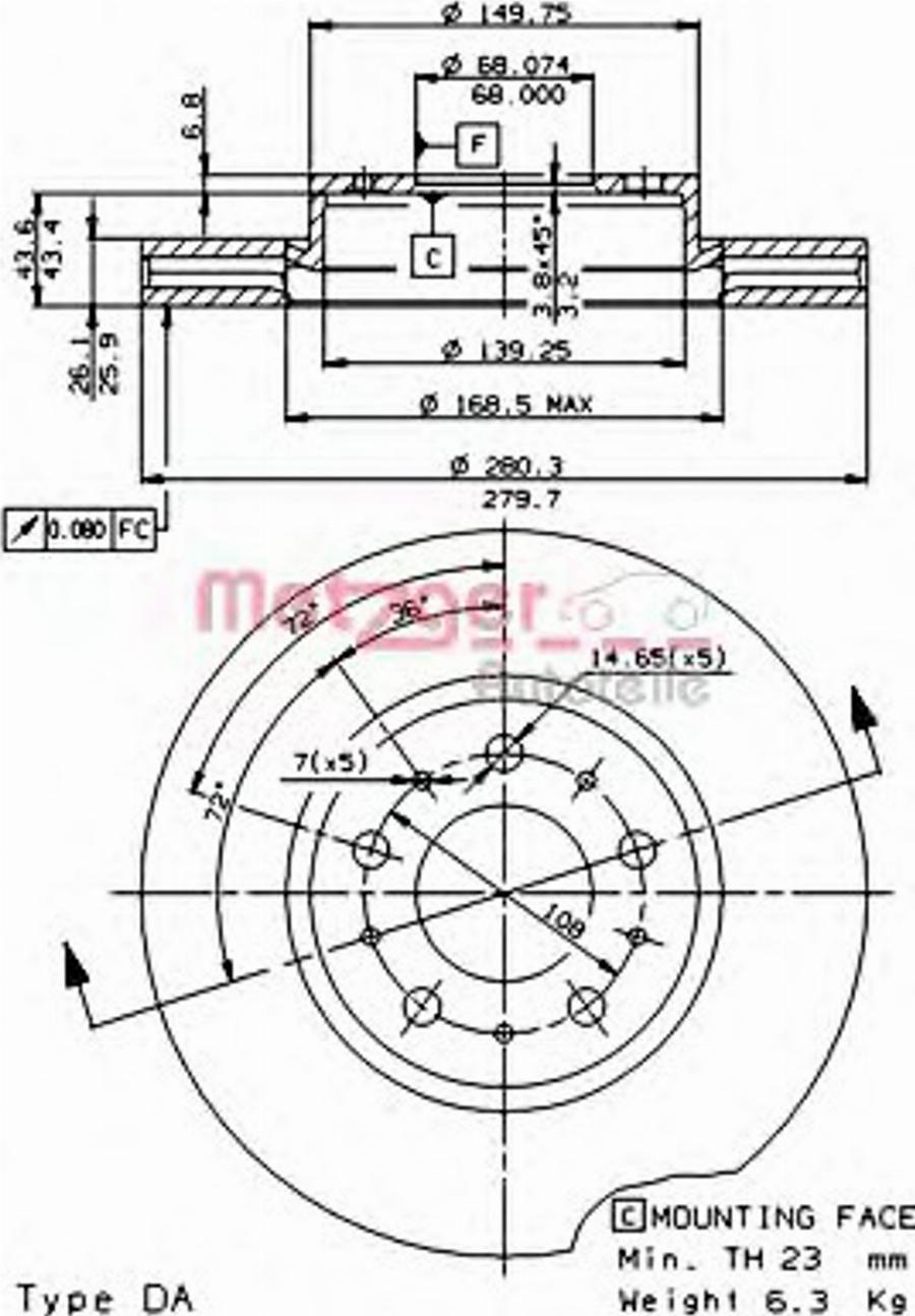 Metzger 24453V - Тормозной диск autosila-amz.com