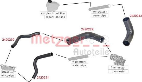 Metzger 2420231 - Шланг радиатора ! \CITROEN, FIAT, PEUGEOT BOXER 2.5 D 94>02, BOXER 2.5 D 4x4 96>02, BOXER 2.5 D autosila-amz.com