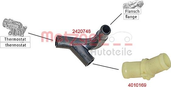 Metzger 2420748 - Шланг радиатора ! \RENAULT CLIO III 1.5 dCi 05>07, CLIO III 1.5 dCi 05>10, CLIO III 1.5 dCi 05> autosila-amz.com