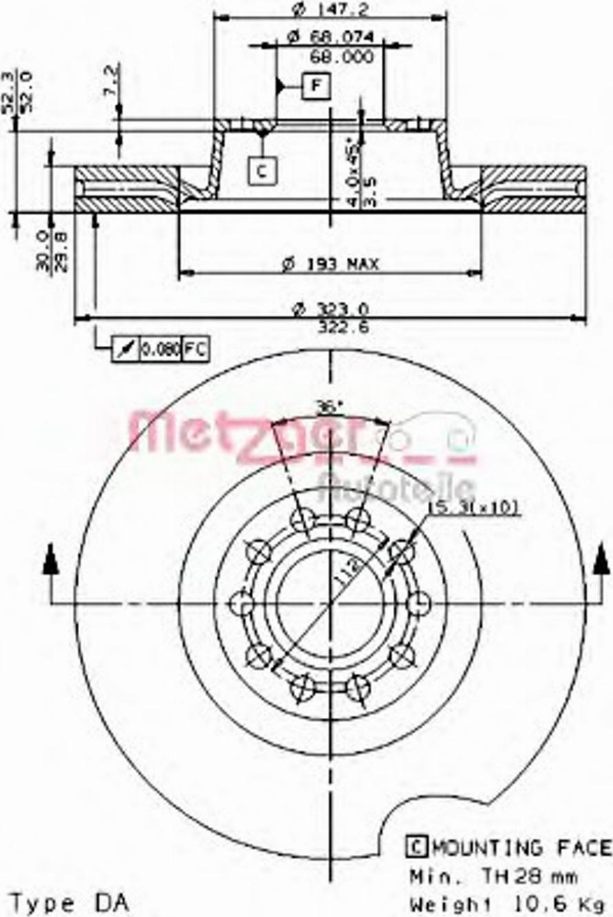 Metzger 24784 V - Тормозной диск autosila-amz.com