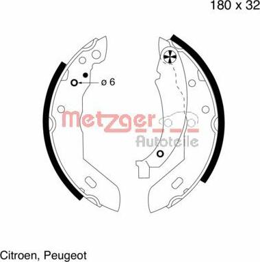 Metzger MG 415 - Комплект тормозных колодок, барабанные autosila-amz.com